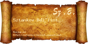 Sztankov Bálint névjegykártya